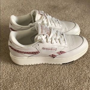 Reebok Rose Gold Leopard Club C Sneakers